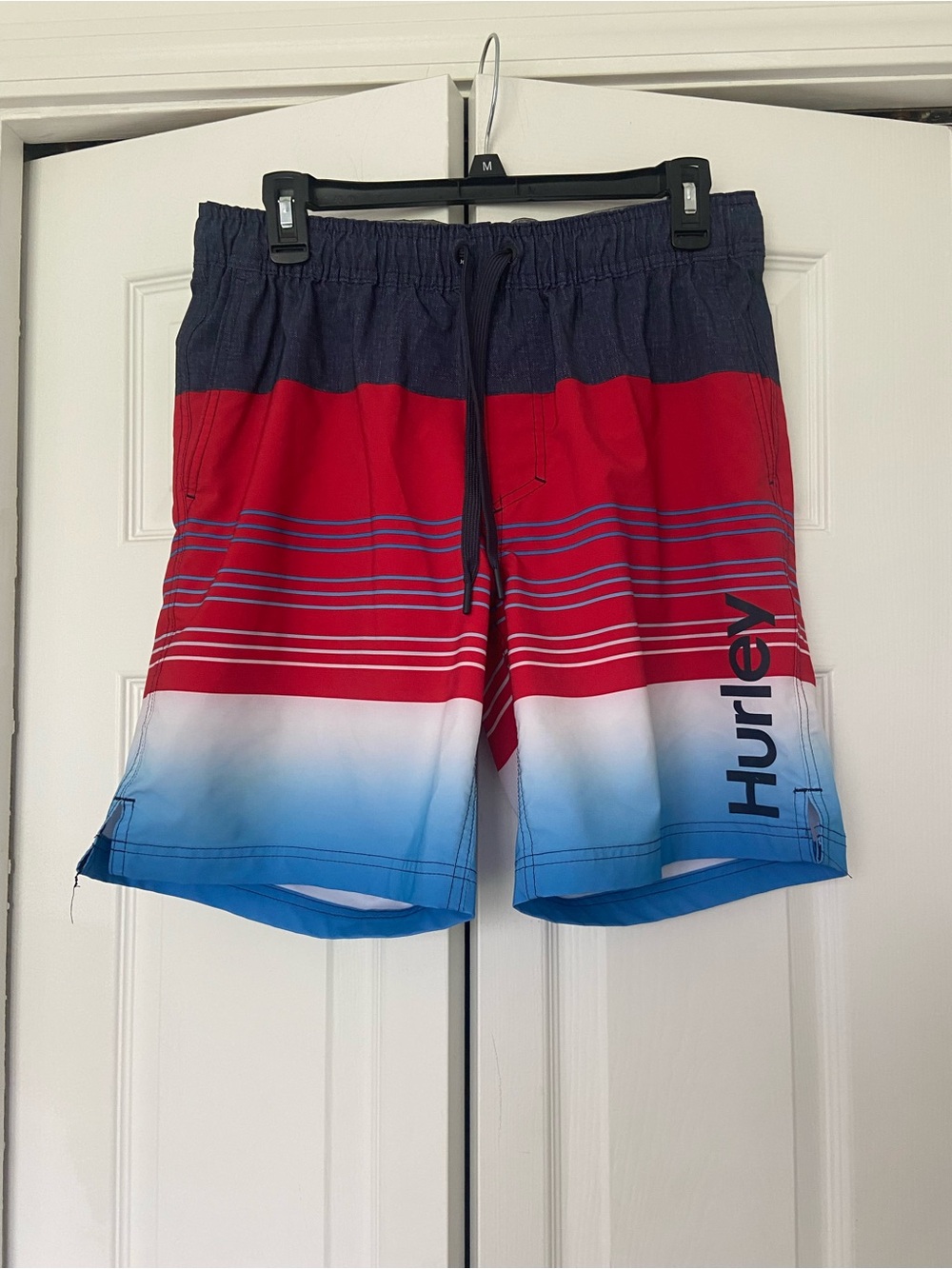 Hurley Black & Gray Athletic Swim Trunks with Logo